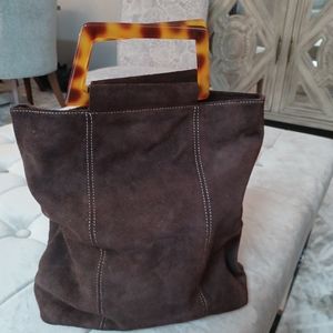 Brown Suede Tote Bag